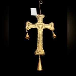 NWT hand crafted brass cross wind chime